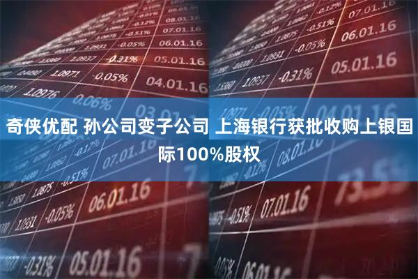 奇侠优配 孙公司变子公司 上海银行获批收购上银国际100%股权